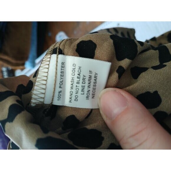 Mittoshop XL Wide Leg Pants Leopard Animal Print Paperbag Waist Tie Front  Y2K - Picture 7 of 7